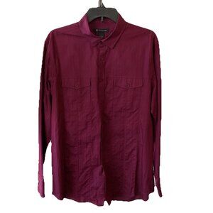 I.N.C International Concepts Men’s Cotton Striped Plum Shirt Size L